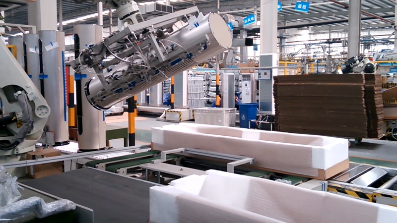 Automated robot workstation for RA robot and conveyor line